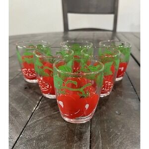 Vtg Tomato Juice Glasses 4 Oz. Set Of 6 Federal Glass 2 3/4"